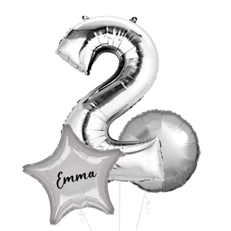 Send Inflated Large SIlver Number Balloons by post in the UK with Free Gifts