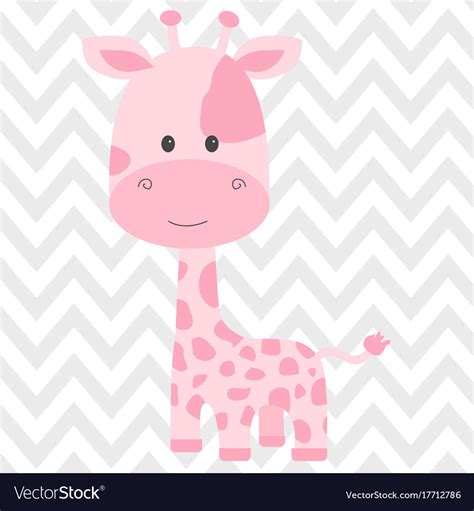 Pink Baby Giraffe Cartoon