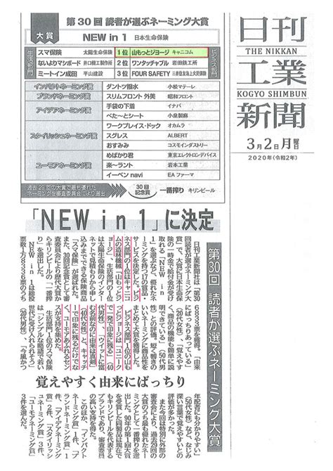 日刊工業新聞社主催 第30回 読者が選ぶネーミング大賞” 「山もっとジョージ」ネーミング大賞《ビジネス部門第1位受賞》 筑水建設株式会社