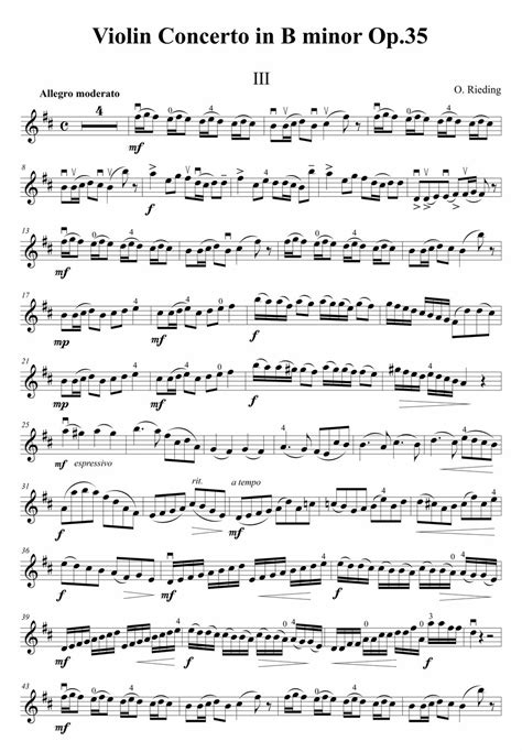 O Rieding Violin Concerto Op 35 3악장 Mr포함 Sheet By Lee