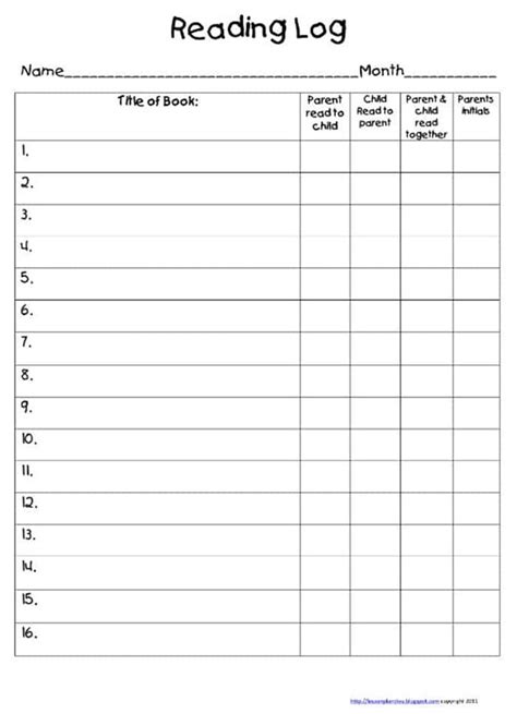 Take Home Reading Log Freebie Teach Junkie