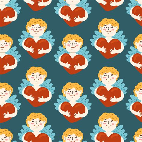 Amur Baby With Heart Vector Seamless Pattern Funny Cupid Valentine S