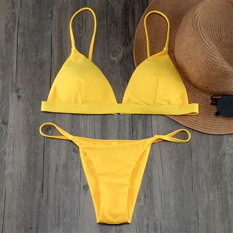 Aliexpress Buy Yellow Bikini Brazilian Push Up Bikini