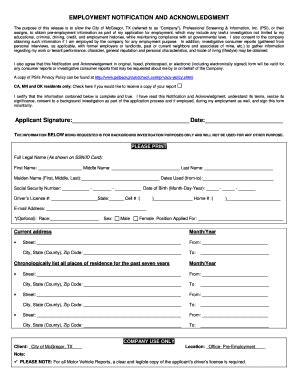 Fillable Online Psi Employment Consent Form Fax Email Print Pdffiller