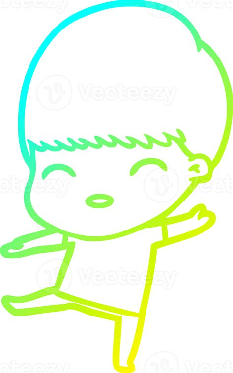 Cold Gradient Line Drawing Happy Cartoon Boy 45274569 Png