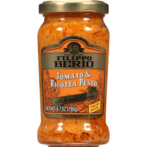 Filippo Berio Tomato Ricotta Pesto 6 7oz Glass Jar Authentic