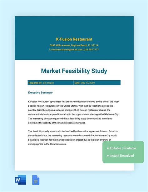 Market Feasibility Study Template