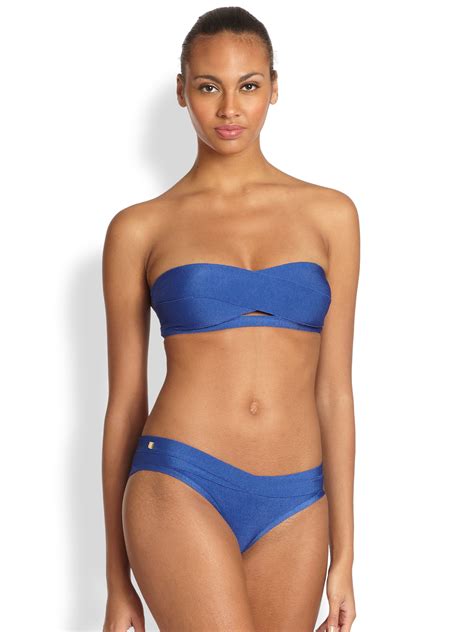 Lyst Hervé Léger Two Piece Bandeau Bikini in Blue