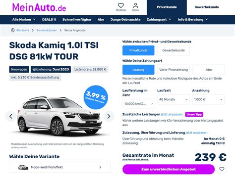 Koda Kamiq Im Leasing F R Im Monat Brutto Ntv Autoleasing