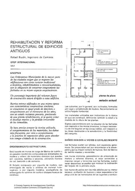 PDF Rehabilitación y reforma estructural de edificios antiguos Un