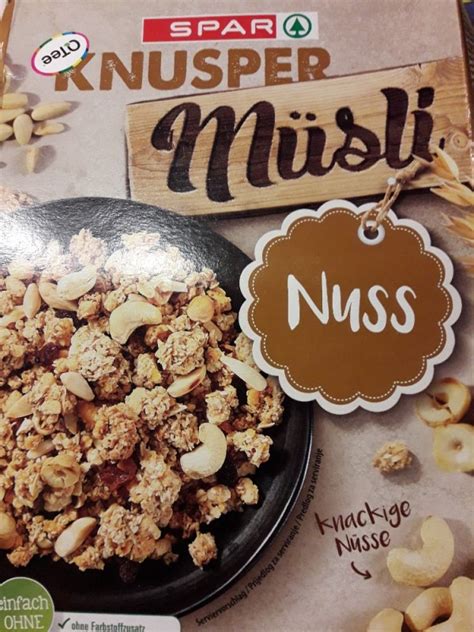 Spar Knusper Müsli Nuss Kalorien Müsli Fddb