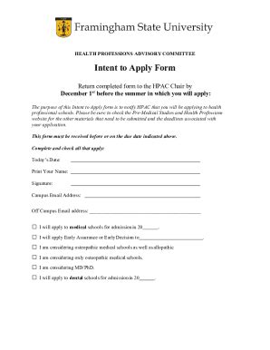 Fillable Online Intent To Apply Form Updated F2019 Fax Email Print