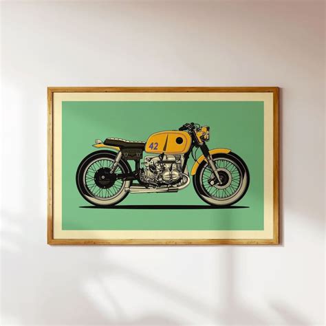 Retro Cafe Racer Bike Poster Motorcycle Wall Art Caf Racer Vintage