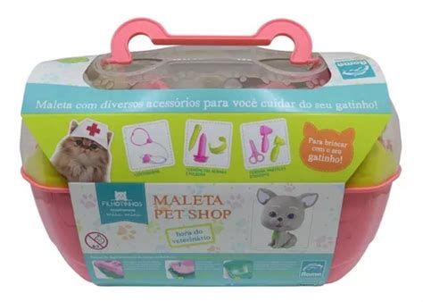 Conjunto Maleta Pet Shop Rosa Hora Do Banho Gatinho Roma Mercadolivre