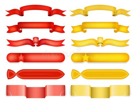 Banderas Brillantes Rojas Y Amarillas Del Vector De La Cinta Fijadas