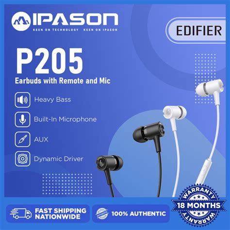 EDIFIER P205 Earbuds with Remote and Mic, Compact and Lightweight ...