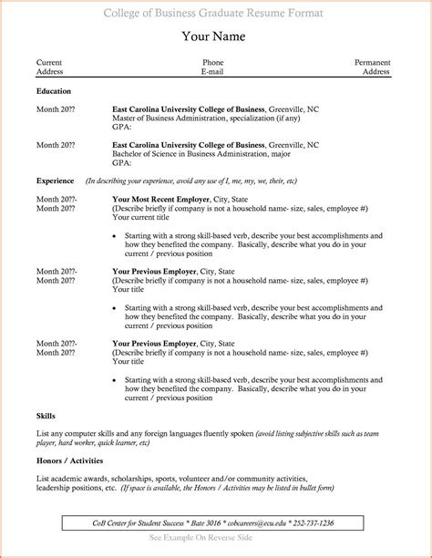 Recent College Graduate Resume Template Word