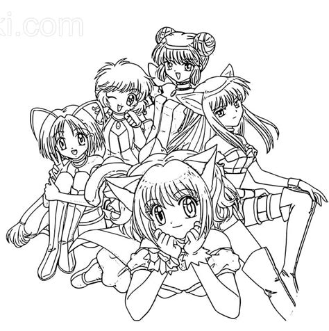 Cute Girls Tokyo Mew Mew Coloring Page - Free Printable Coloring Pages for Kids