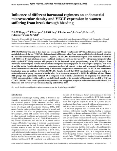 Pdf Influence Of Different Hormonal Regimens On Endometrial