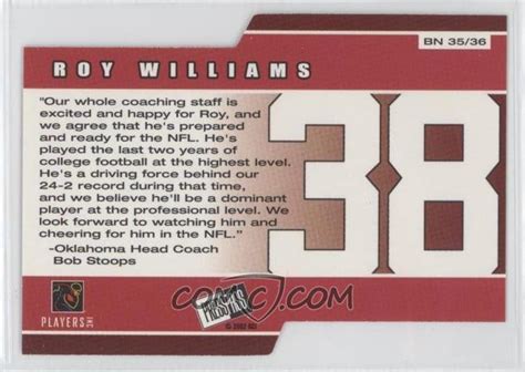 2002 Press Pass Big Numbers Bn 35 Roy Williams