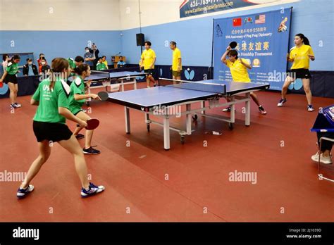 Los Angeles Usa St Mar Players Participate In A Ping Pong