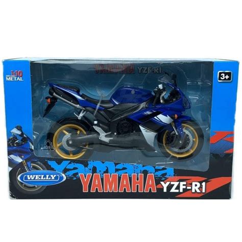 Miniatura Moto Yamaha YZF R1 Azul 1 10 Welly Minimundi Br