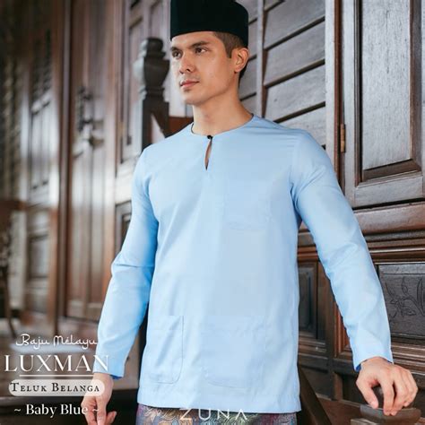 Baby Blue Baju Melayu Teluk Belanga Cotton Premium By Zuna Exclusive