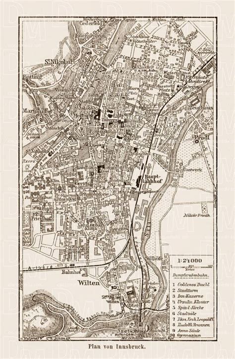 Old Map Of Innsbruck In 1903 Buy Vintage Map Replica Poster Print Or