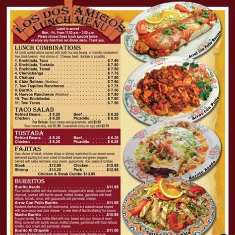 Los Dos Amigos Hacienda Menu In Independence Oregon Usa