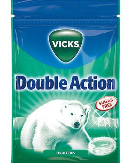 Vicks Double Action Sukkerfrie Halspastiller Med Eukalyptus Og Mentol