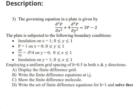 Solved Description The Governing Equation In Solutioninn