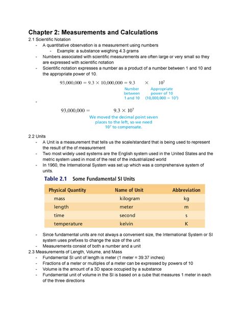 Chapter Measurements And Calculations Chapter Measurements