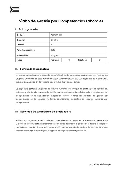 Pdf Sílabo De Gestión Por Competencias Laborales Maria Gorritti