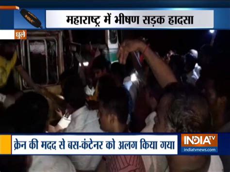 Maharashtra Container Truck Collides With State Bus In Dhule 11 Dead