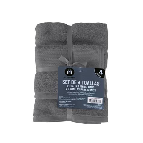 Set De Toallas Hometrends 4 Piezas Gris Oxford Walmart