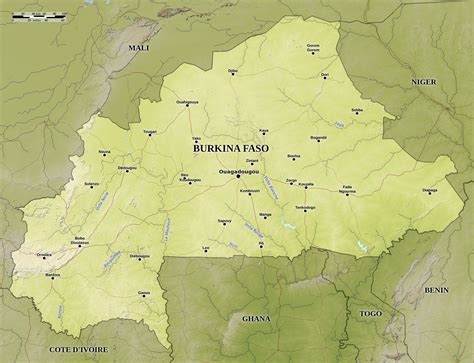 Blue Green Atlas Free Relief Map Of Burkina Faso