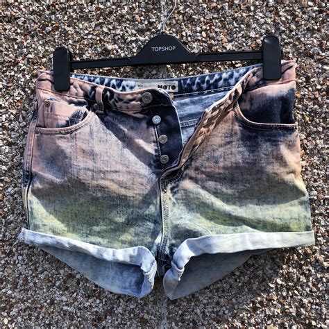 Topshop Moto Ombré High Waisted Denim Shorts In Depop