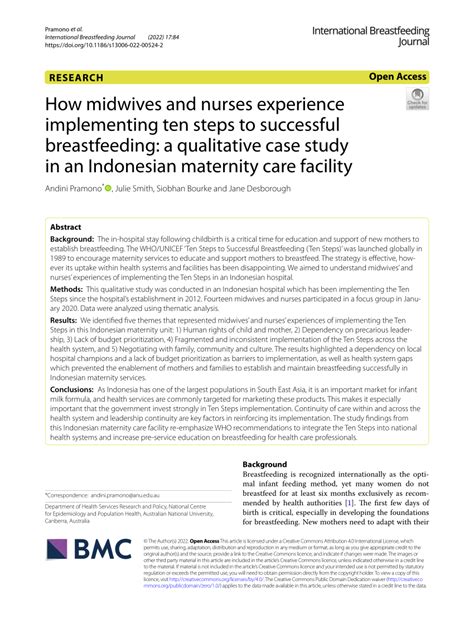 Pdf How Midwives And Nurses Experience Implementing Ten Steps To