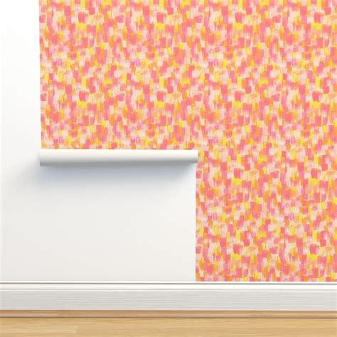 Rainbow Paint Splotches Cotton Candy Wallpaper | Spoonflower