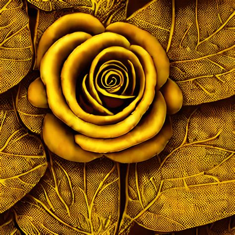 Golden Rose Flower With Leaves 3d Background · Creative Fabrica