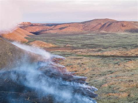 Aerial View Of Litli Hrutur Little Ram Volcano During An Eruption On Fagradalsfjall Volcanic