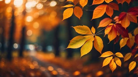 Premium AI Image | Autumn leaves on a tree branch