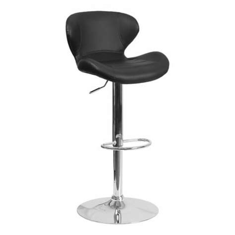 Bowery Hill 33 Contemporary Faux Leather Adjustable Bar Stool In