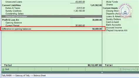 Balance Sheet Opening Balance Difference In TallyERP 9 YouTube