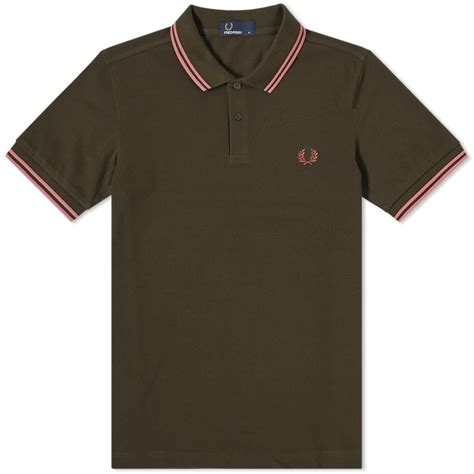 Fred Perry Slim Fit Twin Tipped Polo Hunting Green And Rose End Us