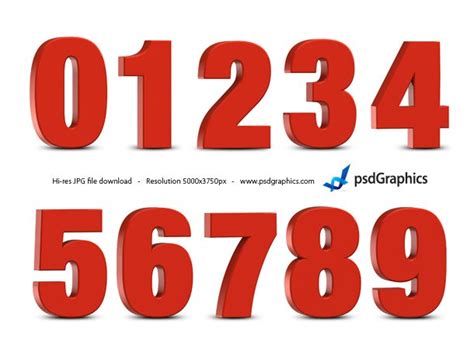 Red D Numbers Set Psdgraphics