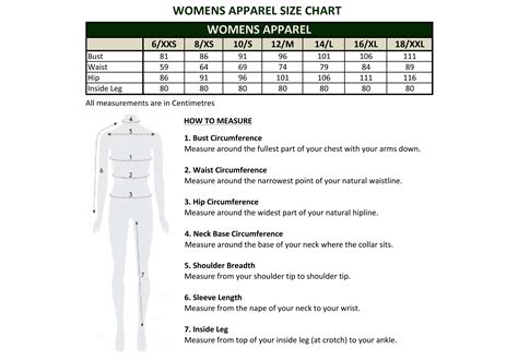 Australian Size Chart Measurements A Visual Reference Of Charts