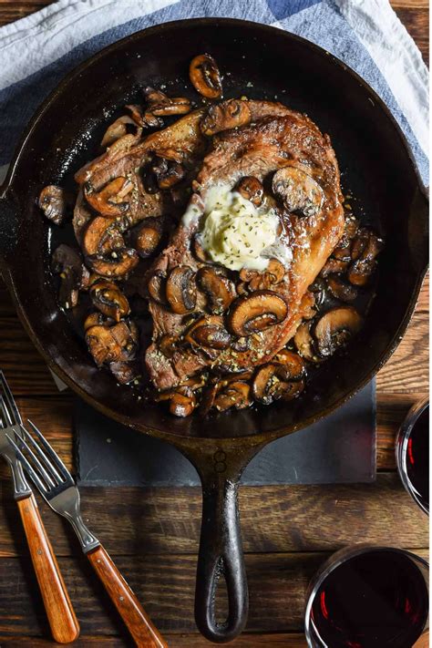 Cast Iron Ribeye with Garlic Mushrooms (in under 30 min) | NeighborFood