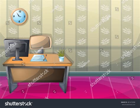 Cartoon Vector Illustration Interior Office Room Stock Vector (Royalty Free) 481472998 ...