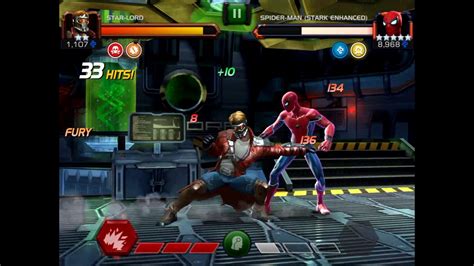 Marvel Contest Of Champions 2 Star Lord Vs 5 Spiderman Stark Enhanced Youtube